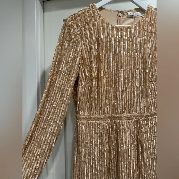 Mac Duggal Metallic Minidress Nude Size 10 Cocktail Collection EUC - Picture 5 of 10